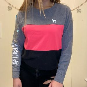 Pink Crewneck Sweatshirt Stripes